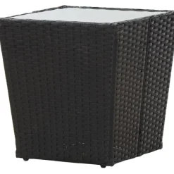 Brico Tuintafels-Vidaxl Theetafel 41,5X41,5X43 Cm Poly Rattan En Gehard Glas Zwart