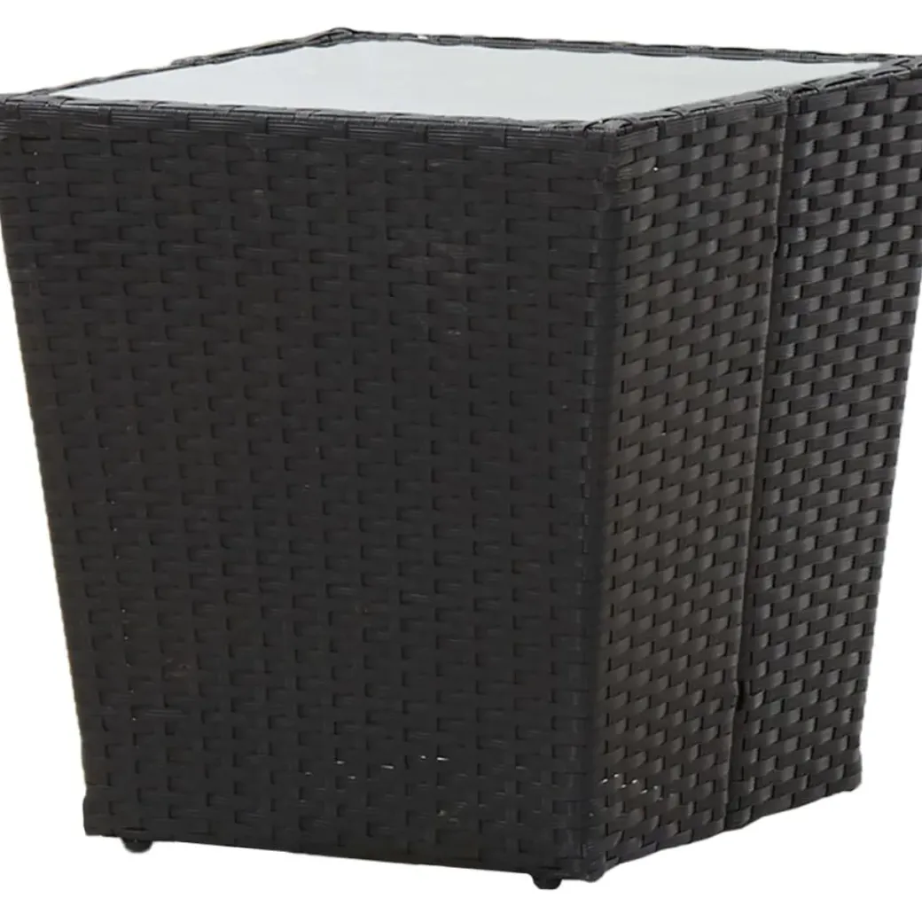 Brico Tuintafels-Vidaxl Theetafel 41,5X41,5X43 Cm Poly Rattan En Gehard Glas Zwart