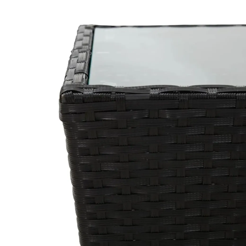 Brico Tuintafels-Vidaxl Theetafel 41,5X41,5X43 Cm Poly Rattan En Gehard Glas Zwart