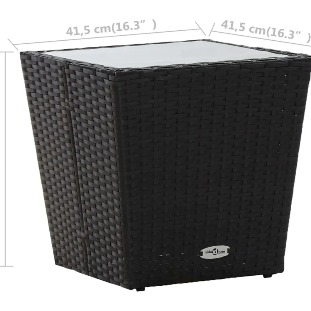 Brico Tuintafels-Vidaxl Theetafel 41,5X41,5X43 Cm Poly Rattan En Gehard Glas Zwart
