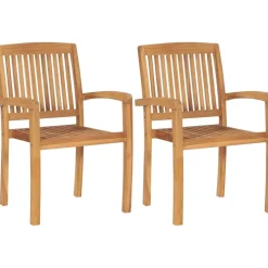 Brico Tuinstoelen-Vidaxl Tuinstoelen Stapelbaar 2 St Massief Teakhout