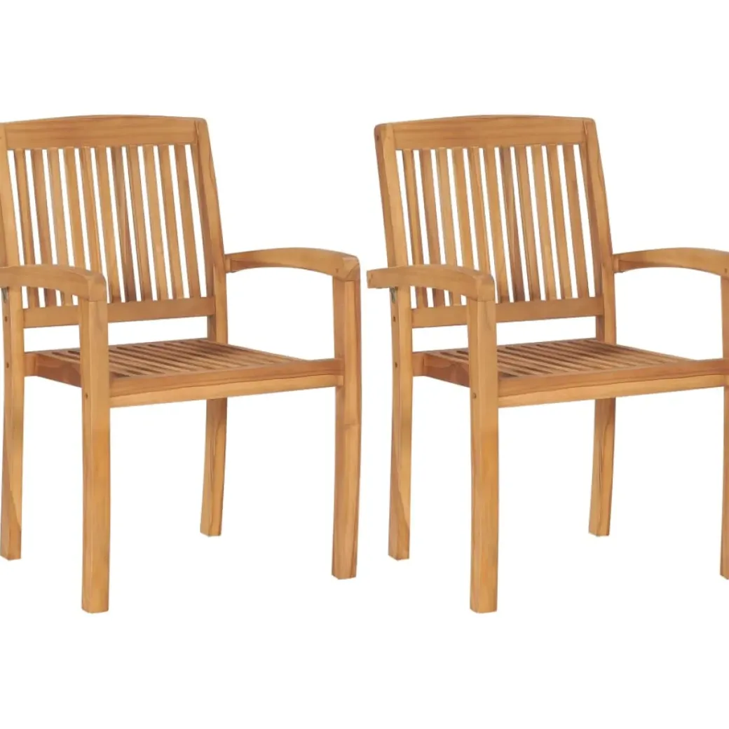 Brico Tuinstoelen-Vidaxl Tuinstoelen Stapelbaar 2 St Massief Teakhout