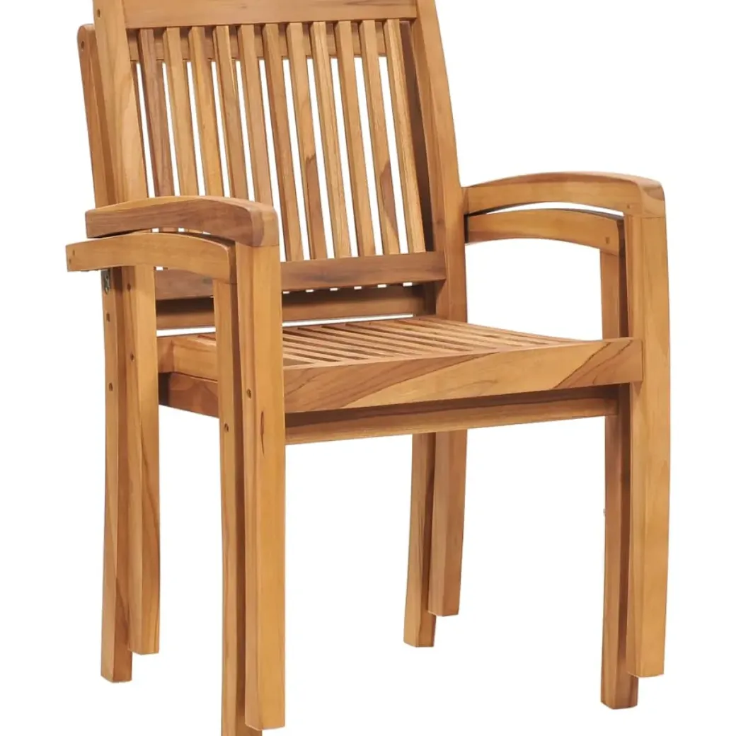 Brico Tuinstoelen-Vidaxl Tuinstoelen Stapelbaar 2 St Massief Teakhout