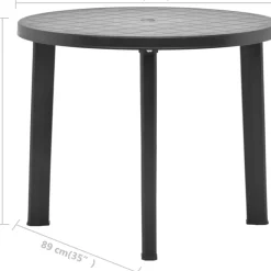 Brico Tuintafels-Vidaxl Tuintafel 89 Cm Kunststof Antraciet