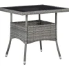 Brico Tuintafels-Vidaxl Tuintafel Poly Rattan En Glas Grijs