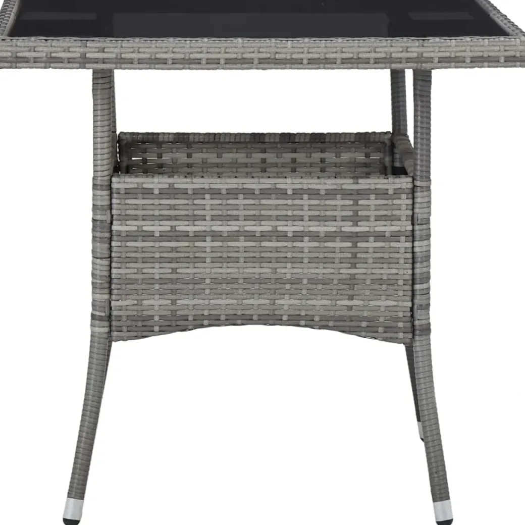 Brico Tuintafels-Vidaxl Tuintafel Poly Rattan En Glas Grijs