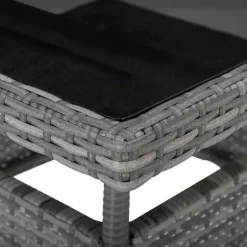 Brico Tuintafels-Vidaxl Tuintafel Poly Rattan En Glas Grijs