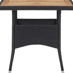 Brico Tuintafels-Vidaxl Tuintafel Poly Rattan En Massief Acaciahout Zwart