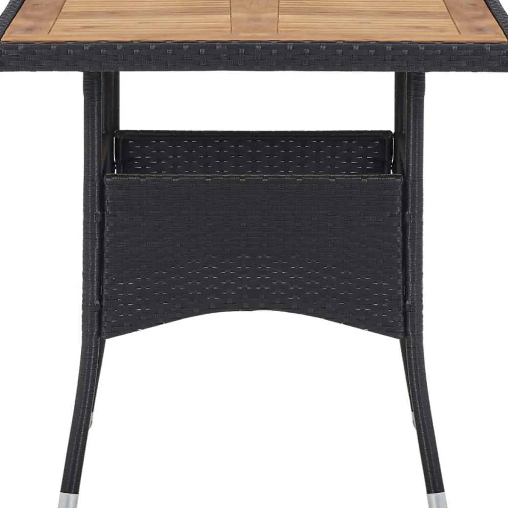 Brico Tuintafels-Vidaxl Tuintafel Poly Rattan En Massief Acaciahout Zwart