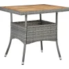 Brico Tuintafels-Vidaxl Tuintafel Poly Rattan En Massief Acaciahout Grijs