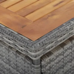 Brico Tuintafels-Vidaxl Tuintafel Poly Rattan En Massief Acaciahout Grijs