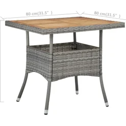 Brico Tuintafels-Vidaxl Tuintafel Poly Rattan En Massief Acaciahout Grijs
