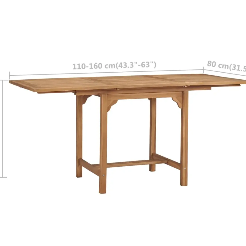 Brico Tuintafels-Vidaxl Tuintafel Verlengbaar (110-160)X80X75 Cm Massief Teakhout