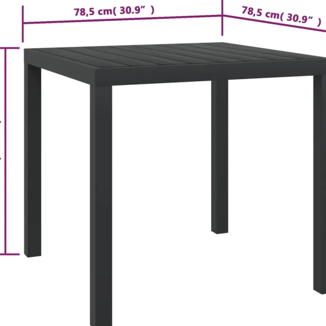 Brico Tuintafels-Vidaxl Tuintafel 80X80X74 Cm Aluminium En Hkc Zwart