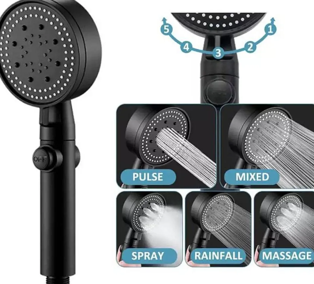 Waterbesparende Douchekop Set - Chroom - 5 Straalstanden|Brico Hot
