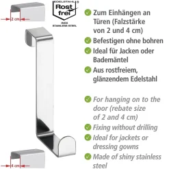 Wenko Deurhaken 6 Stuks Rvs|Brico