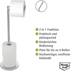 Wenko Staande Toiletrolhouder 2-In-1 Rvs Glanzend|Brico Outlet