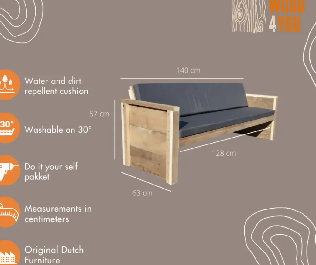 Brico Tuinbanken-Wood4You - Tuinbank Lucas - 140Lx57Hx72D
