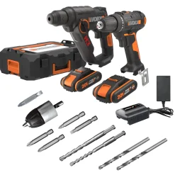 Worx Accuboormachine + Boorhamer Combo Kit Wx927 20V (2 Accu'S)|Brico Outlet