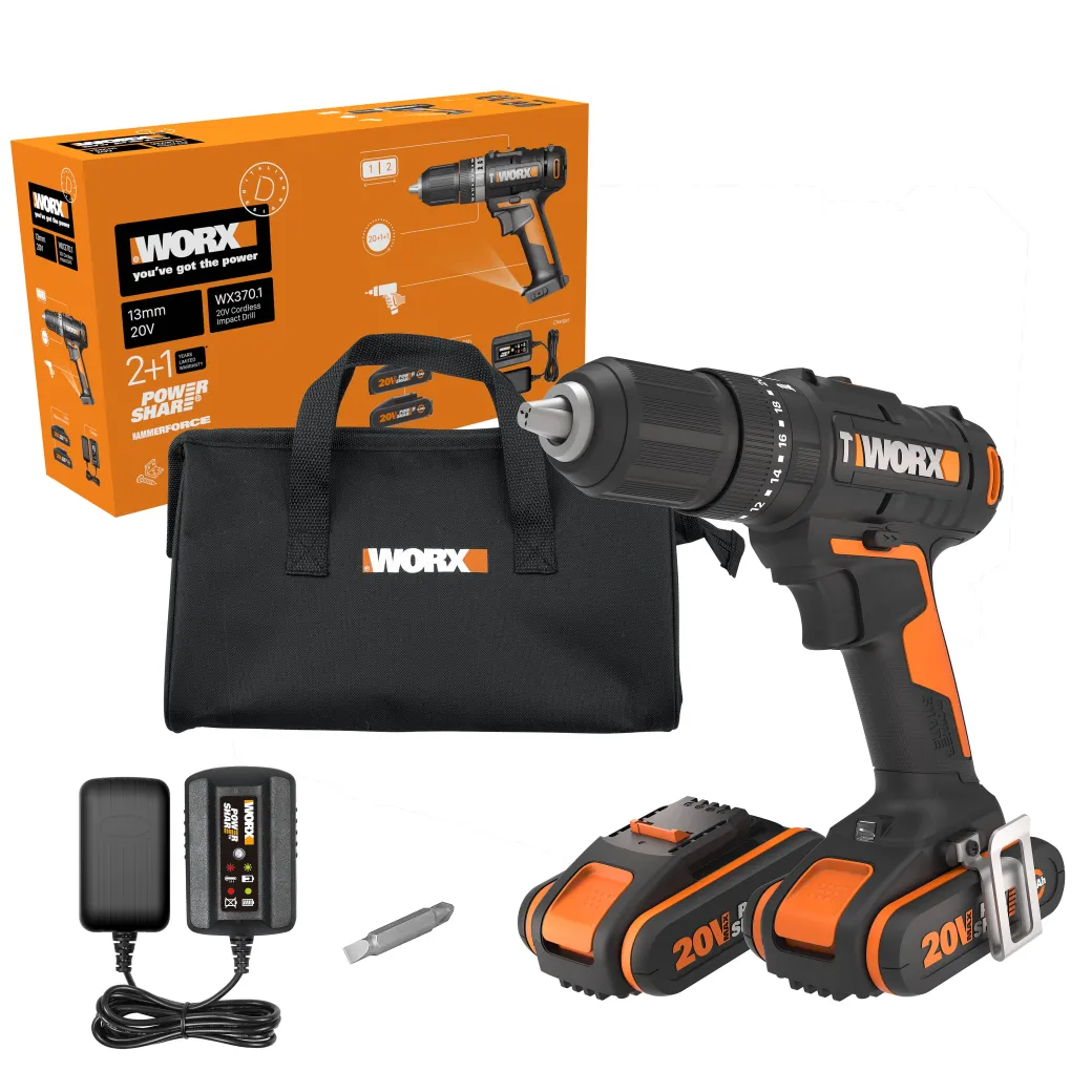 Worx Accuboormachine Met Klopfunctie Wx370,1 20V (2 Accu'S)|Brico Outlet