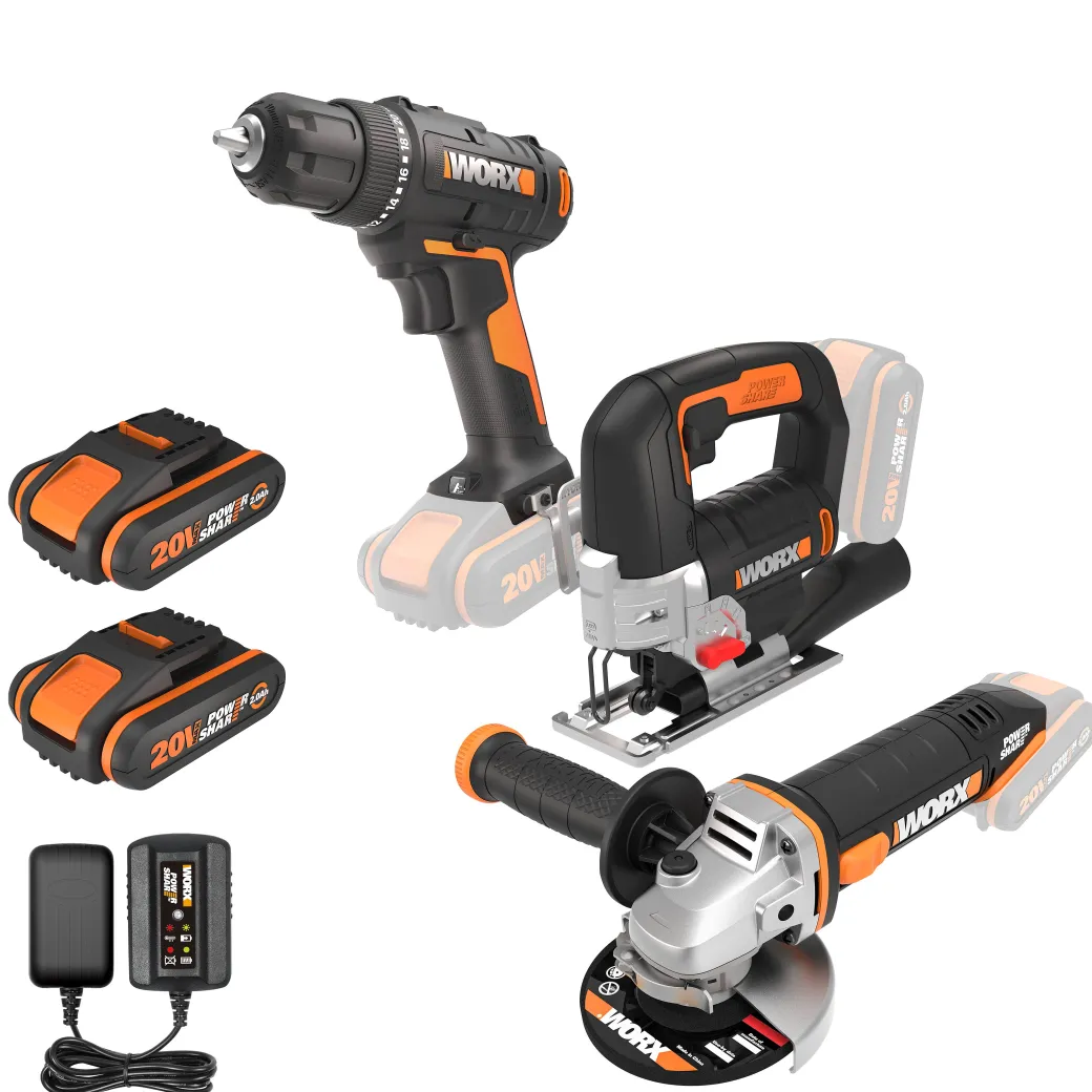 Worx Boormachine, Decoupeerzaag En Haakseslijper Set Wx955 20V (2 Accu'S)|Brico Clearance