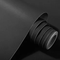 Brico Vinylbehang-Zelfklevend Behang - Vinyl - Zwart - Zwart Effen - Nero Solido - 122Cmx10M