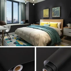 Brico Vinylbehang-Zelfklevend Behang - Vinyl - Zwart - Zwart Effen - Nero Solido - 122Cmx10M