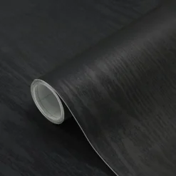 Brico Vinylbehang-Zelfklevend Behang - Vinyl - Zwart - Zwart Houtlook - Houtlook - Legno Nero - 122Cmx10M