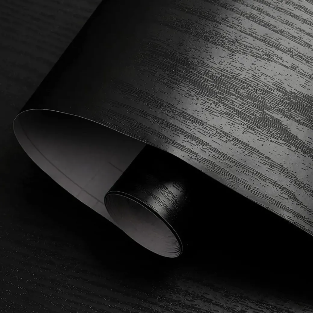 Brico Vinylbehang-Zelfklevend Behang - Vinyl - Zwart - Zwart Houtlook - Houtlook - Legno Nero - 122Cmx10M