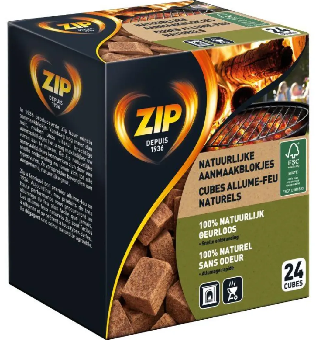 Brico Brandstoffen<Zip Aanmaakblokjes 'Natural' - 24 Stuks